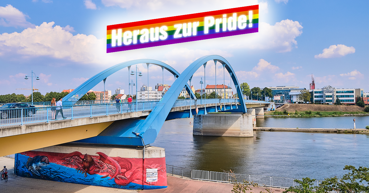 Bild zur Illustration der grenzüberschreitenden Pride-Demonsration mit der Oderbrücke